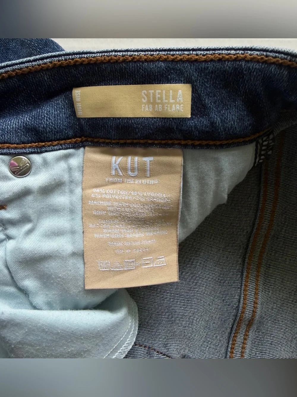 KUT‎ From The Kloth Stella Fab Ab Flare Jean High Rise Distressed Raw Hem Sz 14 - Picture 4 of 10